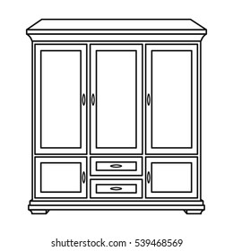 Classical cupboard icon in outline style isolated on white background. Furniture and home interior symbol stock vector illustration.