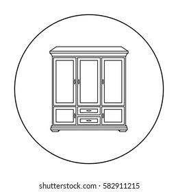 Classical cupboard icon in outline style isolated on white background. Furniture and home interior symbol stock vector illustration.