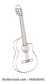 classical cutaway guitar outlines drawing. vector illustration