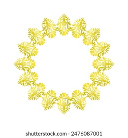 Classical Damask Decorative gold  frame, Elegant vector round element for design in Eastern style, Circular pattern, Luxury Floral golden border, Lace illustration for invitations and greeting cards