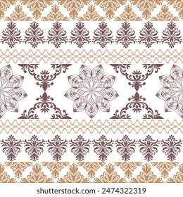 Classical Damask floral seamless pattern, Wallpaper in the style of Baroque, background, Purple, Luxury Graphic pattern for fabric, curtain, packaging, Vector Illustration for Elegant Textile Design