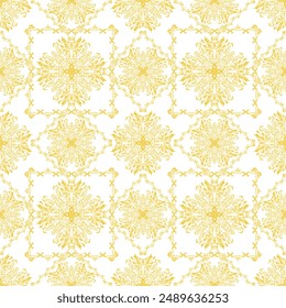 Classical Damask gold floral seamless pattern, Wallpaper in the style of Baroque, art background, Luxury Graphic pattern for fabric, carpet, packaging, Vector Illustration for Elegant Textile Design