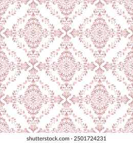 Classical Damask seamless pattern, Vintage design, element style, rose gold floral ornament, Luxury Ornamental lace tracery, wallpaper, Traditional background, Vector Illustration for Textile Design