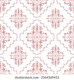 Classical Damask seamless pattern, Vintage design, element old style, Rose gold floral ornament, Luxury Ornamental lace tracery, Traditional background, Vector Illustration for Elegant Textile Design