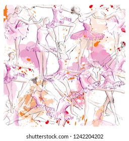 Classical dancers - vector illustration