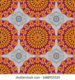 Classical Design Pattern in Burgundy and Orange Colors