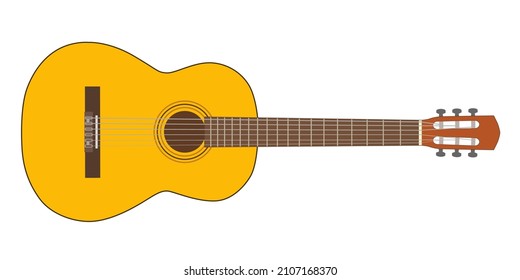 Guitarra clásica detallada aislada en fondo blanco Vector