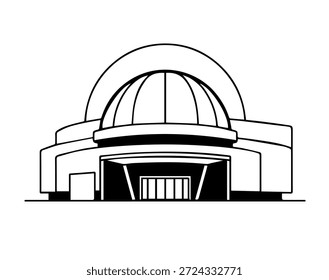 Klassische gewölbte Sternwarte Planetarium Gebäude architektonische Silhouette Vektorgrafik für pädagogische Wissenschaft Zentrum Museum und astronomische Forschungseinrichtung