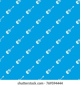 Classical electric guitar pattern repeat seamless in blue color for any design. Vector geometric illustration