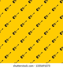 Classical electric guitar pattern seamless vector repeat geometric yellow for any design