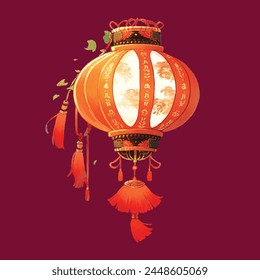 Classical elegant lanterns and fallen leaves