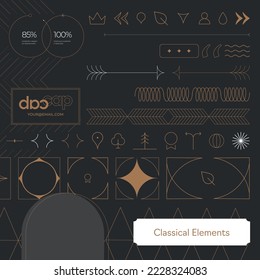 Elementos clásicos para banners y sitios web. Iconos y elementos. Decoración de diseño. 