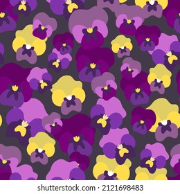 Classical floral pattern with different pansies.
