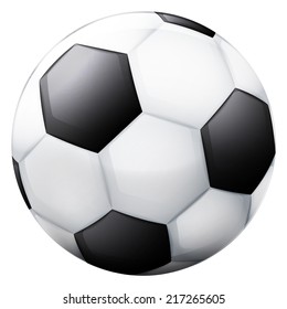 classical football ball 3D object isolated vector illustration