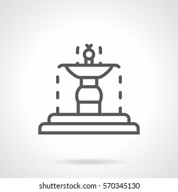 Classical fountain decoration for public places. Simple line vector icon