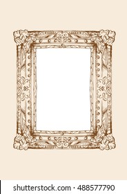 Classical Frame in Doodle style artwork. Editable Clip Art.