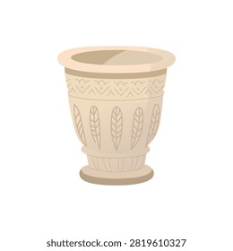 Classical Garden Urn Planter Isolated Flat Vector 