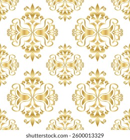Classical gold damask seamless pattern, Wallpaper in the style of Baroque, vector illustration background, Luxury golden floral ornament, Graphic pattern for fabric, packaging, Ornate flower ornament
