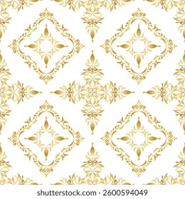 Classical gold damask seamless pattern, Wallpaper in the style of Baroque, Seamless abstract background with vintage elements, Orient pattern, Graphic pattern for fabric, Ornament for wallpaper