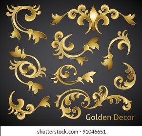 classical golden decor vector elements