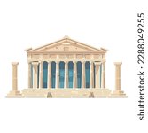 Classical Greek architecture ancient columns, modern success isolated