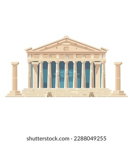 Classical Greek architecture ancient columns, modern success isolated