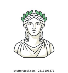 Classical greek goddess statue bust illustration with classical mythology sculpture historical portrait aesthetic