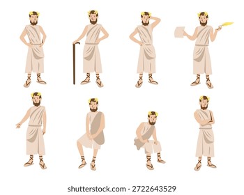 Ilustração de Personagem de Desenho Animado de Filósofo Grego Clássico