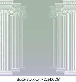 Classical greek or roman columns. Vector illustration. Easy editable background color