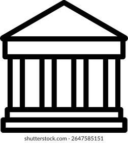 Classical Greek Temple Building Line Illustration