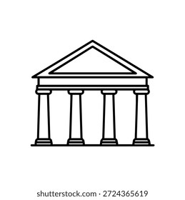 Klassischer griechischer Tempel oder Gerichtsgebäude Fassade Linie Art Vektorsymbol