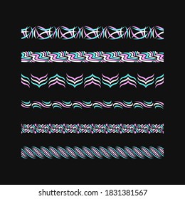 classical green pink and white elegant ornament stripe seamless pattern set