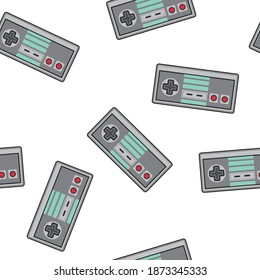 Classical Grey Console Gaming Vector Seamless Pattern Illustration