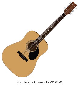 Classical guitar, acoustic version of the six-string guitar. Vector illustration.