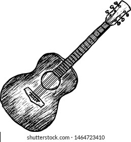A classical guitar. Hand drawn vector illustration. 