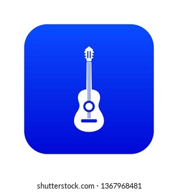Classical guitar icon digital blue for any design isolated on white vector illustration