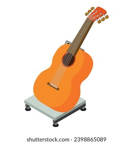 Classical guitar icon isometric vector. Stringed instrument on electronic scale. Сargo transportation and warehouse logistic