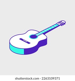 Classical guitar isometric vector icon illustration