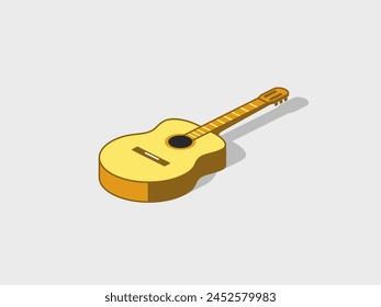 Ilustración vectorial isométrica de guitarra Clásica con sombra