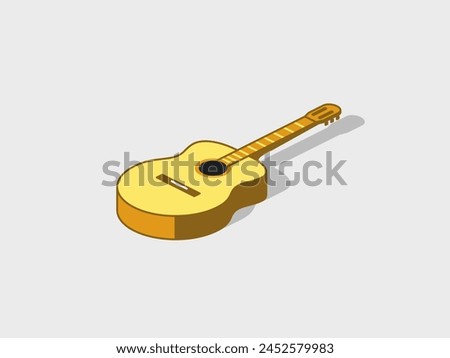 Classical Guitar isometric vector illustration with shadow