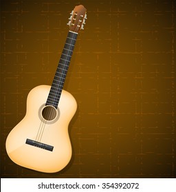 classical guitar on brown background. vector