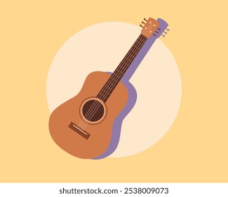 Classical guitar on isolated white background. Musical instrument icon. Vector illustration cartoon flat style