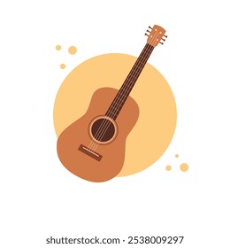 Classical guitar on isolated white background. Musical instrument icon. Vector illustration cartoon flat style