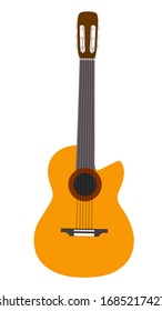 The classical guitar on white background, vector, illustration