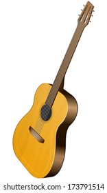classical guitar on white background
