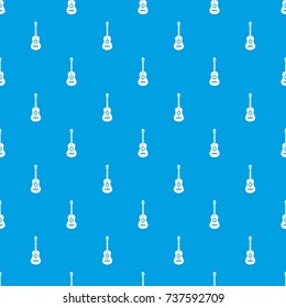Classical guitar pattern repeat seamless in blue color for any design. Vector geometric illustration
