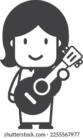 classical guitar player illustration in minimal style isolated on background