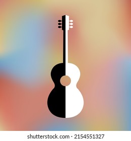 Classical guitar. Stringed musical instrument. Cover design. Vector abstract illustration on a color background.