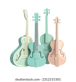Classical guitar, violin and cello icon isolated