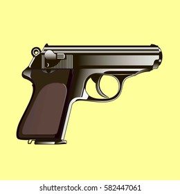 The classical gun on a yellow background. Vector illustration
